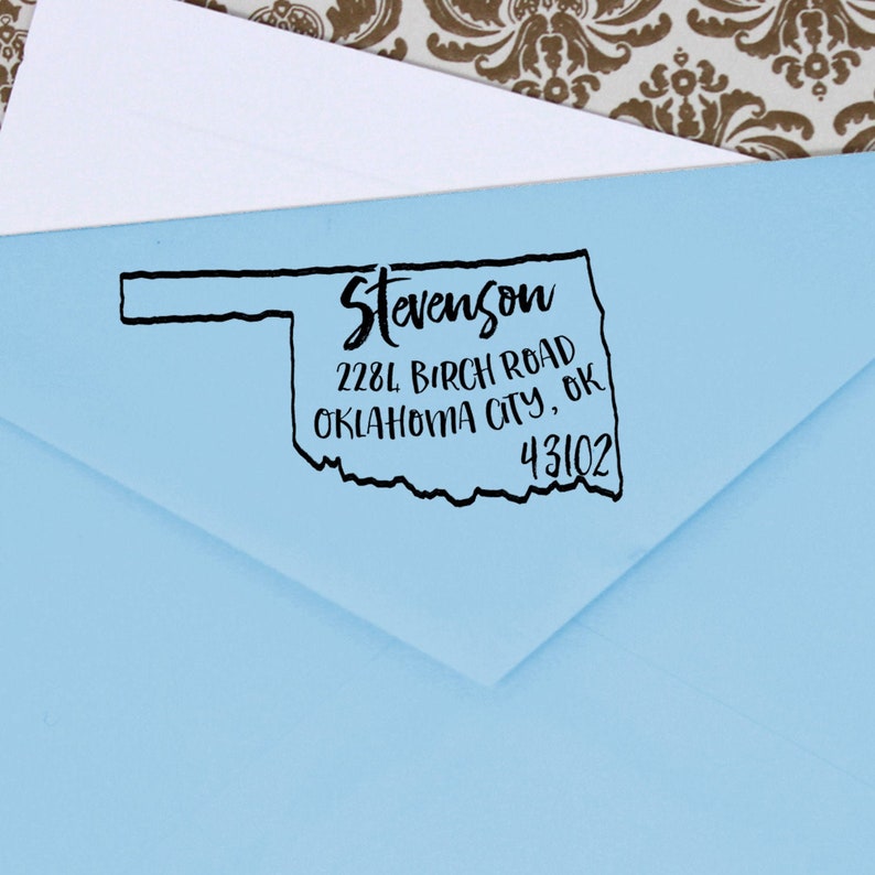 Custom Oklahoma Address Stamp Personalized Oklahoma Return Etsy