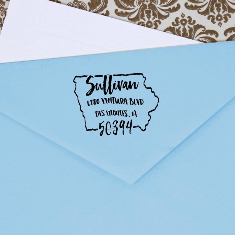 Iowa Address Stamp Custom Iowa Return Address Stamp State | Etsy