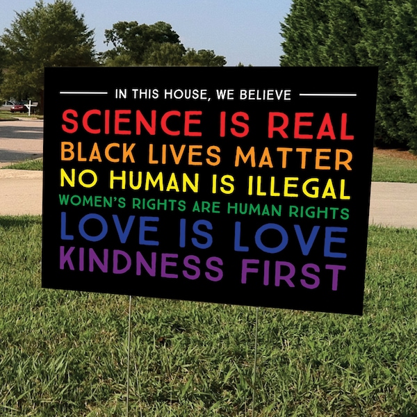 In this House We Believe Lawn Sign | Support Diversity Yard Sign