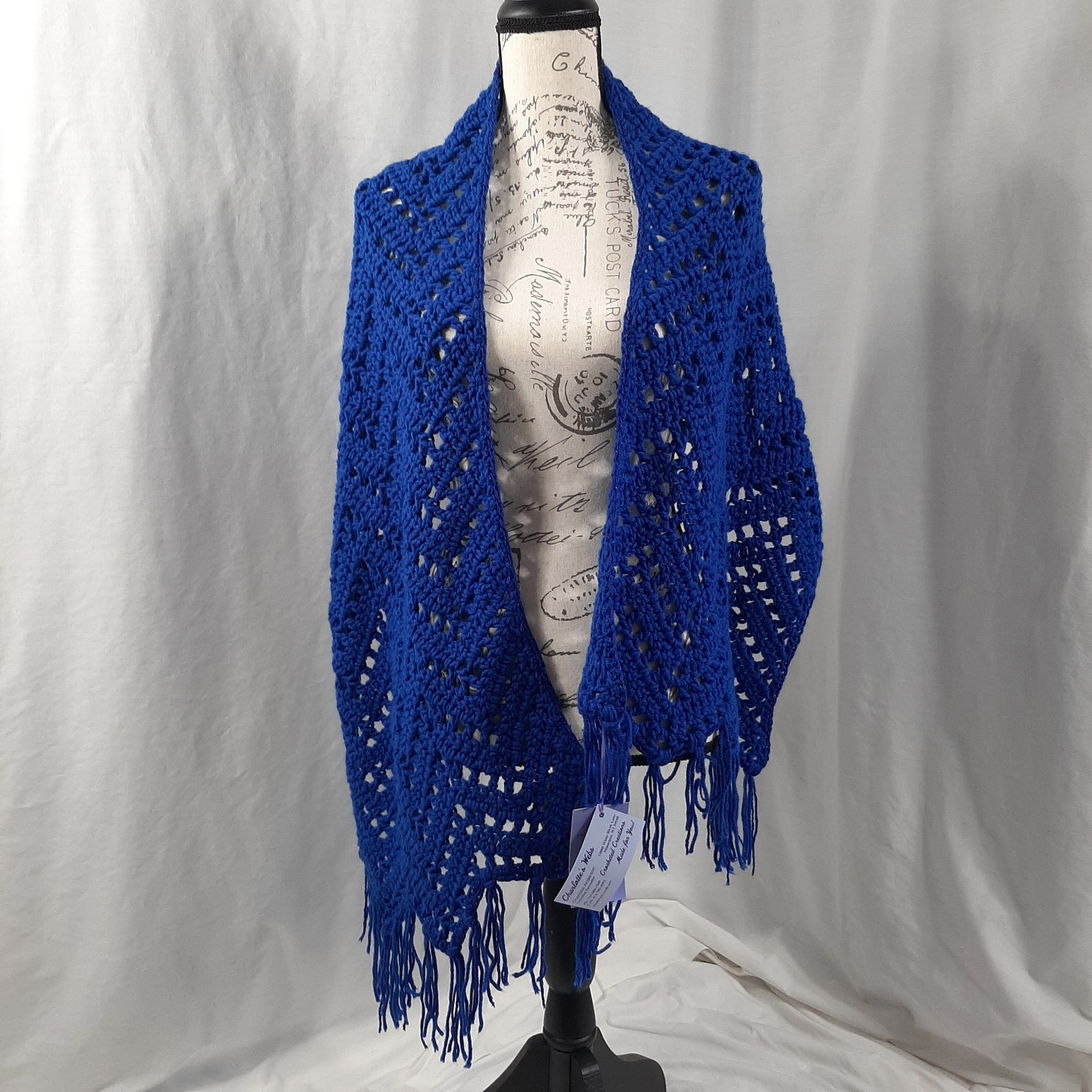 Handmade Womens Shawl Wrap Prayer Shawl Scarf Royal Blue With Etsy UK