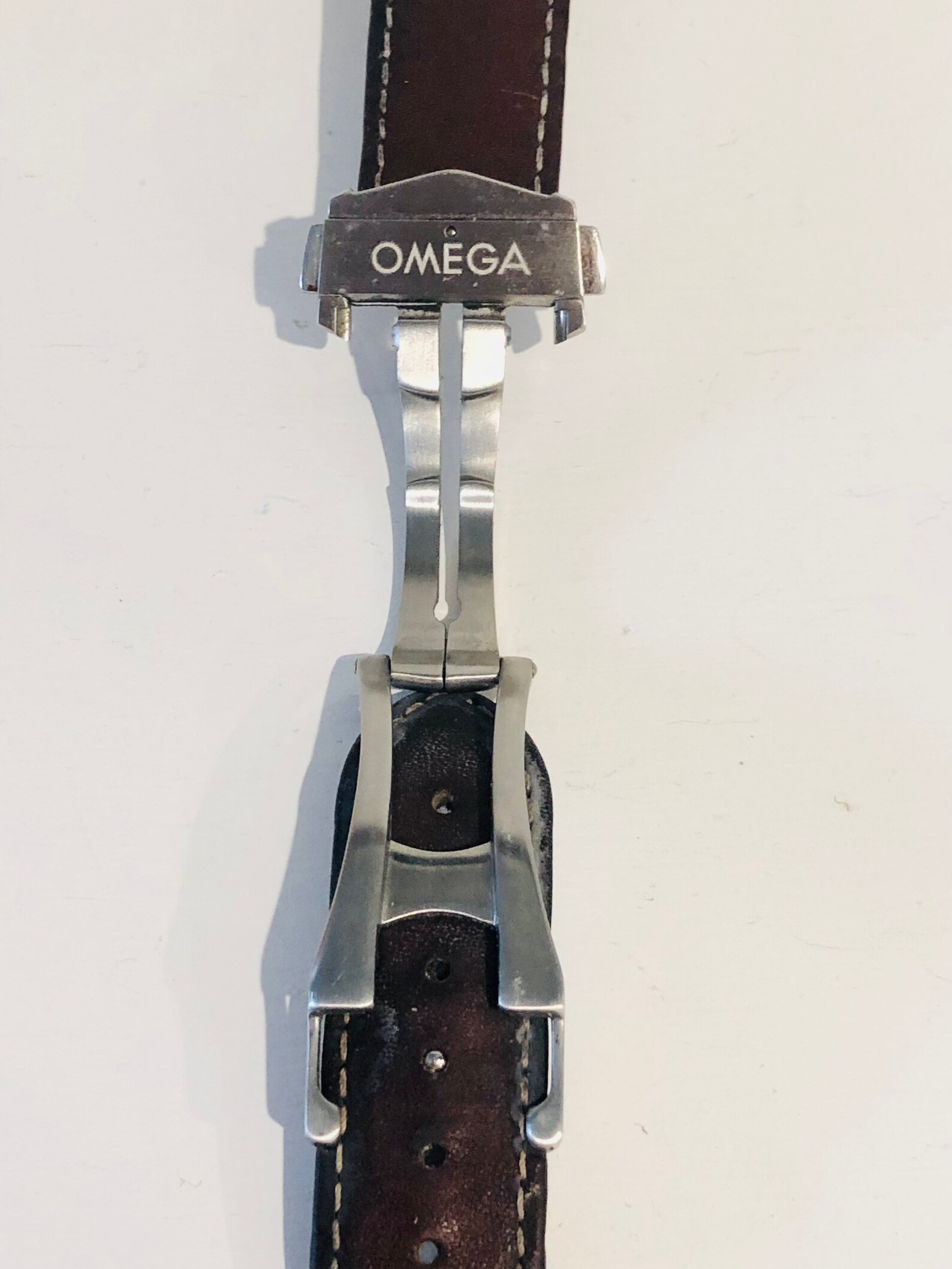 Omega 21mm brown leather watch strap with foldover clasp Etsy