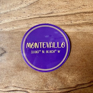 University of Montevallo Coordinates Alabama AL Sticker