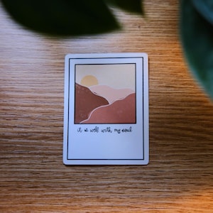 It Is Well With My Soul Sticker, polaroid, mountains, sticker for water bottles, cars, laptops, skateboard