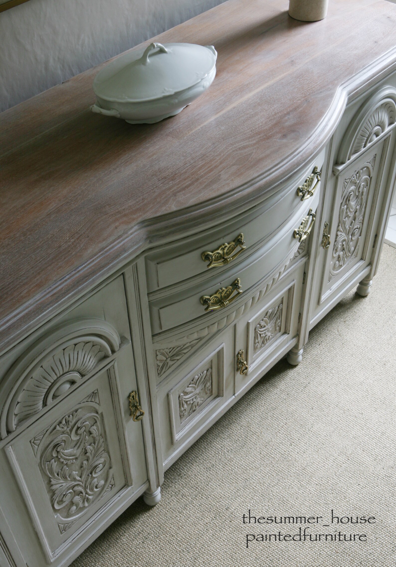 NOW SOLD Stunning Antique Victorian Painted Carved Sideboard Etsy