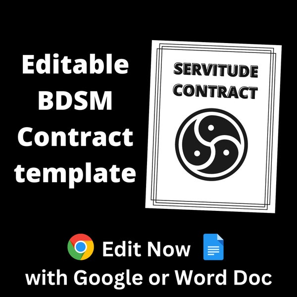 Editable BDSM Contract, Printable BDSM Contract, Editable BDSM Contract Template