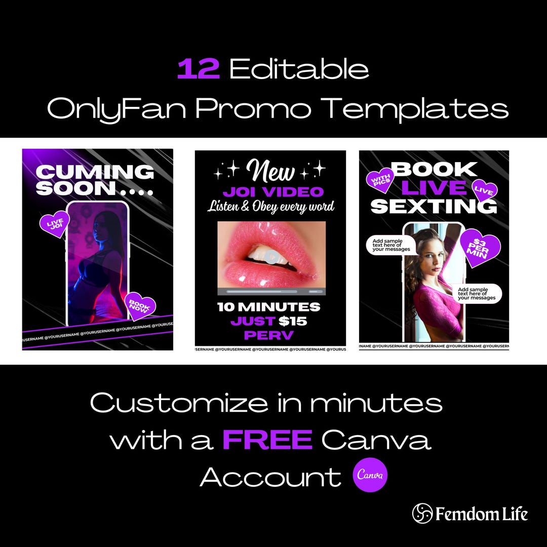 12 Onlyfans Promo Template Cards for Canva 12 Editable Onlyfans Promo Cards in Violet Purple - Etsy