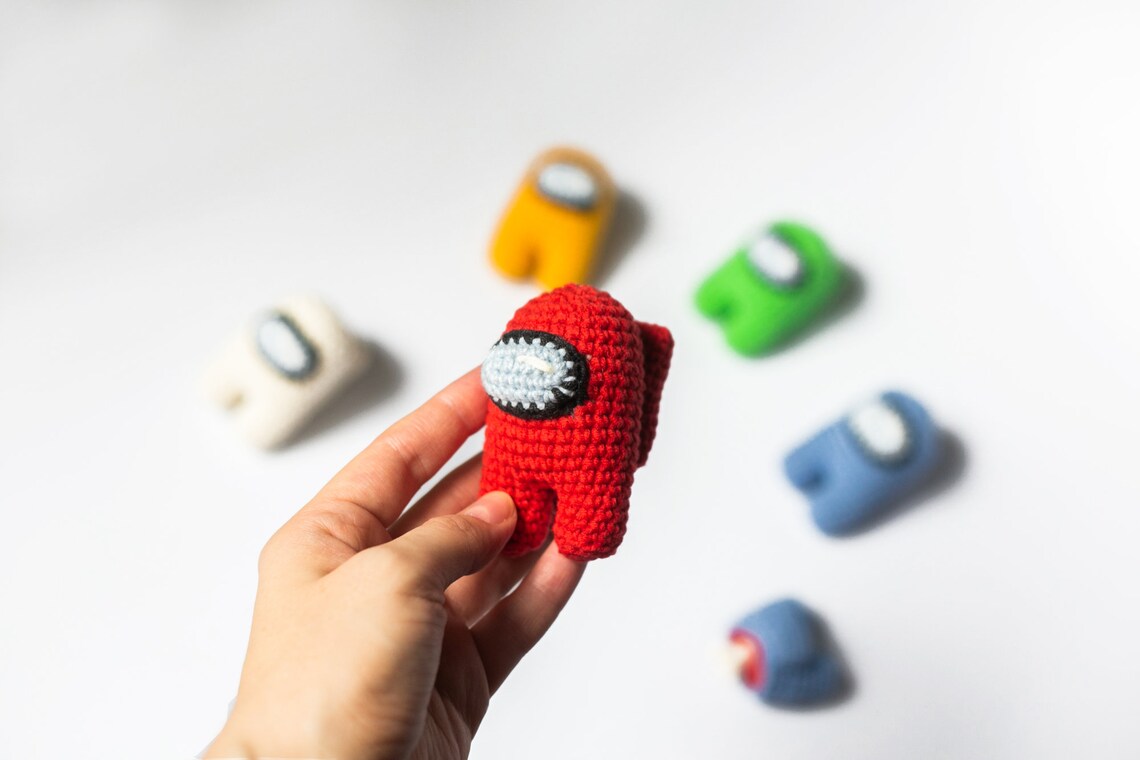 Among Us Plush Keychain Imposter Plush Among Us With Hat Among Etsy