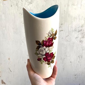 花瓶・フラワースタンド 1950's Mid century vintage flower vase Vintage Mid Century 50s 60s Pink Floral Flower Vase Glass