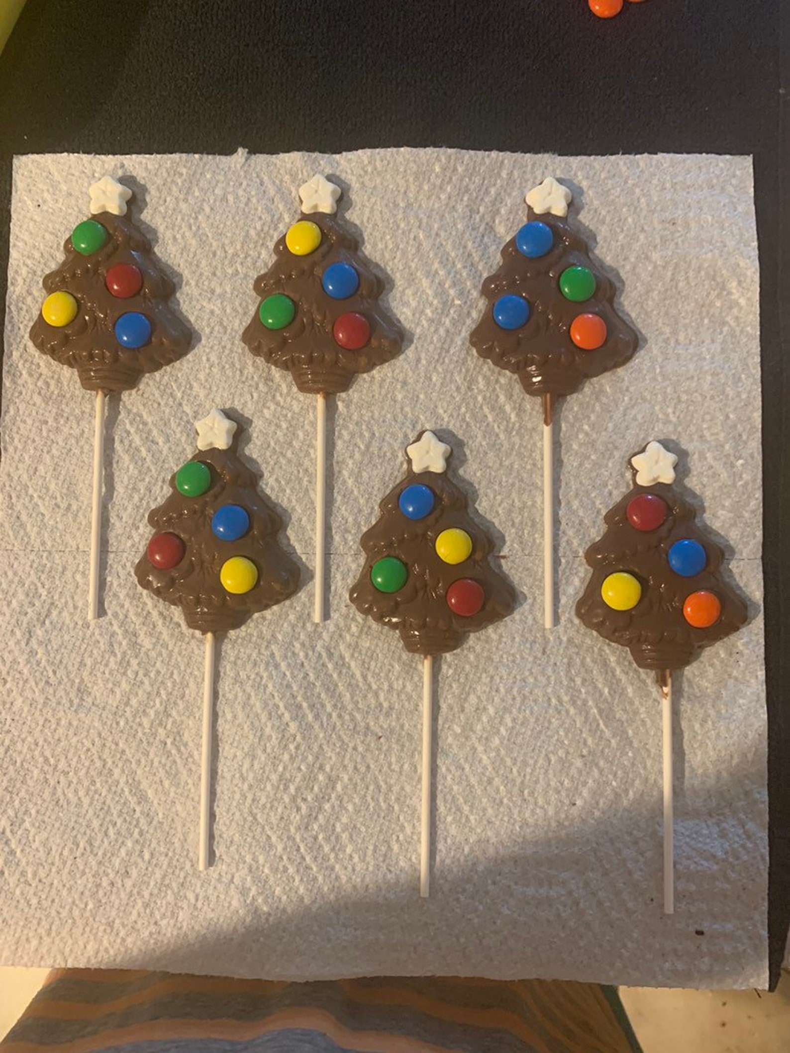 One Dozen Christmas Trees With M&m's Milk Chocolate Pops Etsy