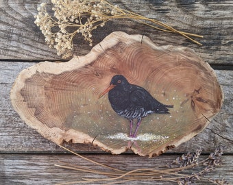 Original oyster catcher painting on reclaimed and repurposed wood