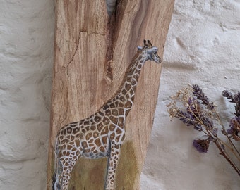 Giraffe painting, giraffe drawing, giraffe lover, wood art, reclaimed wood, giraffe, wood gift, wood anniversary, 5th anniversary, rustic,
