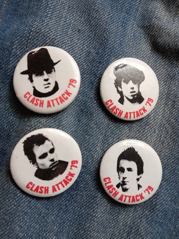 THE CLASH! Vintage set of 4 pins, rare and hard to