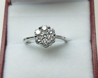 14K White Gold Floral 0.75 Total Weight Round Diamond Ring. Beautiful Gift For any Occasion. All Sizes Available