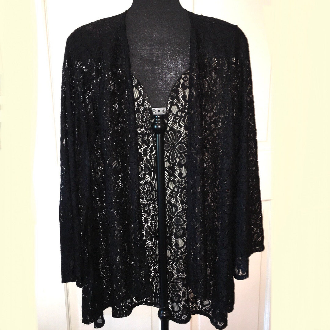 L&B Black Lace Swimsuit Cover up XL Etsy