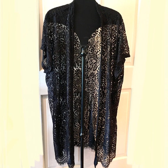 Marlow Black Lace Swimsuit Cover up XL Etsy