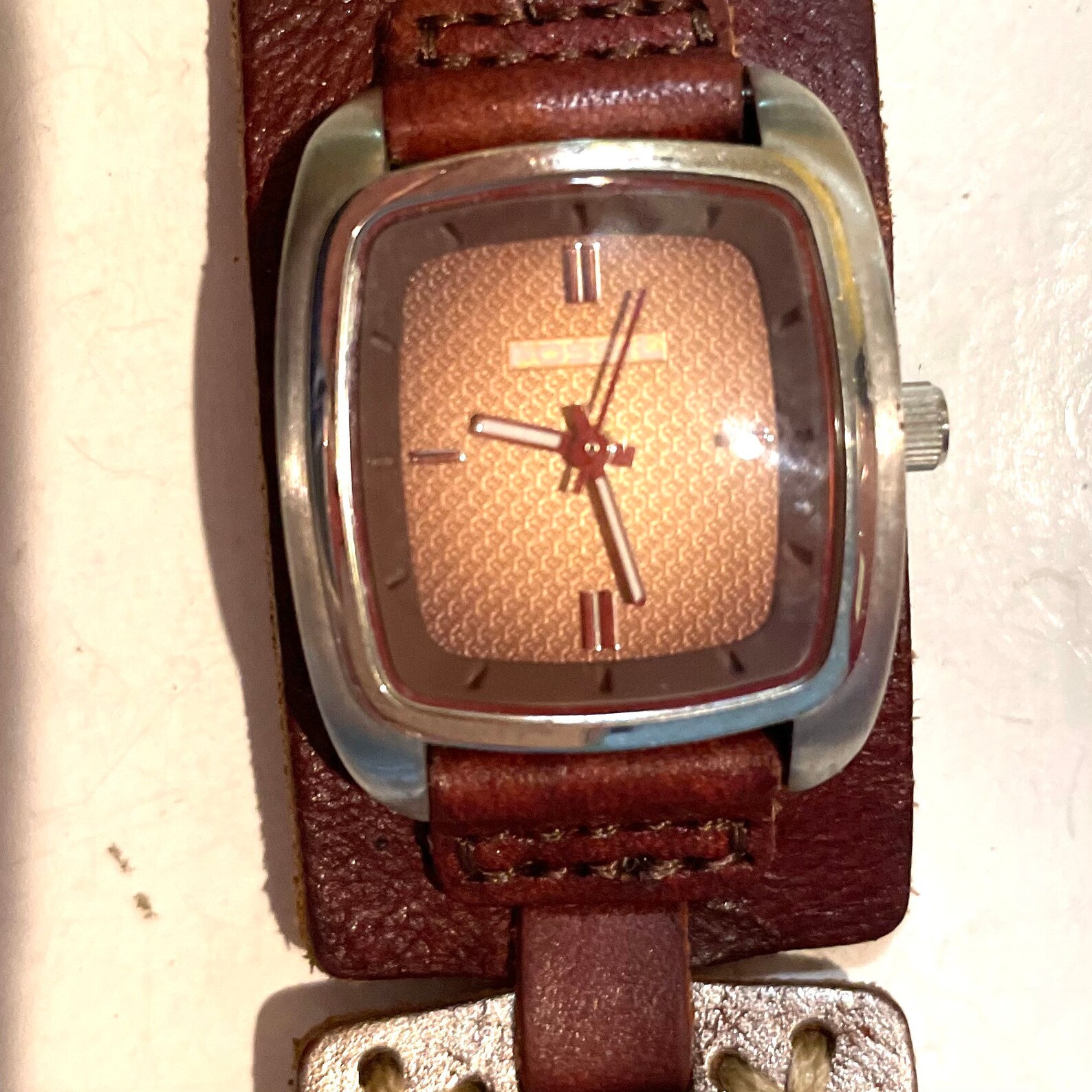 Fossil Watch With Wide Leather Strap Etsy