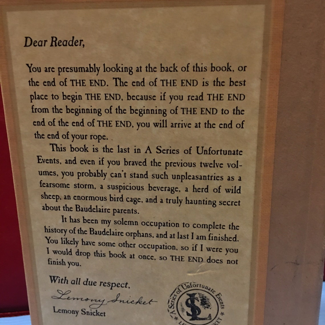 A Series of Unfortunate Events 13 the End Hardcover Etsy