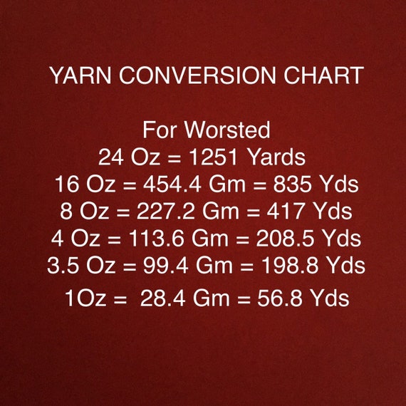 Red Heart Yarn Conversion Chart
