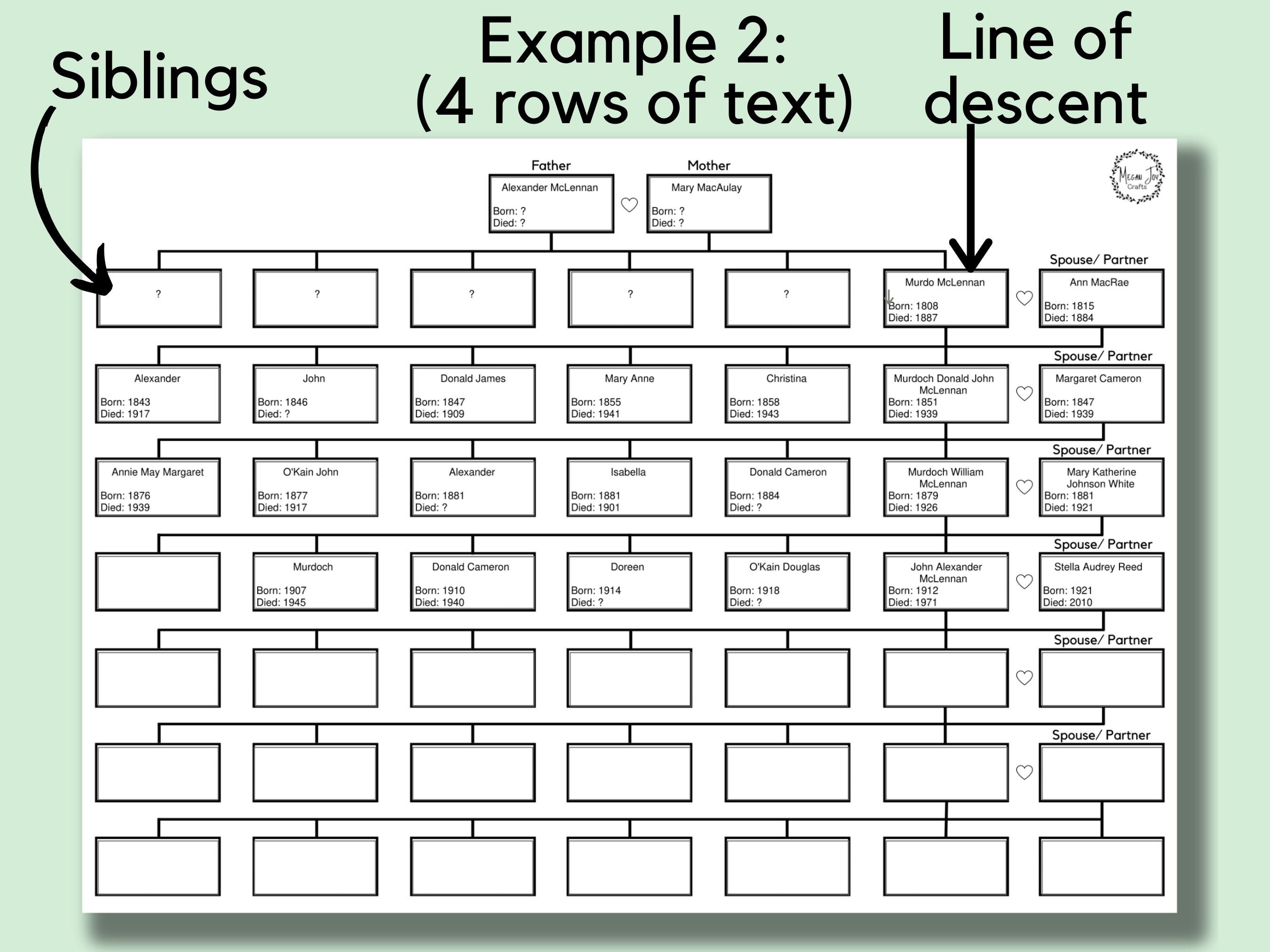 15 Pack Family Tree Charts to Fill In - Blank 8 Generation