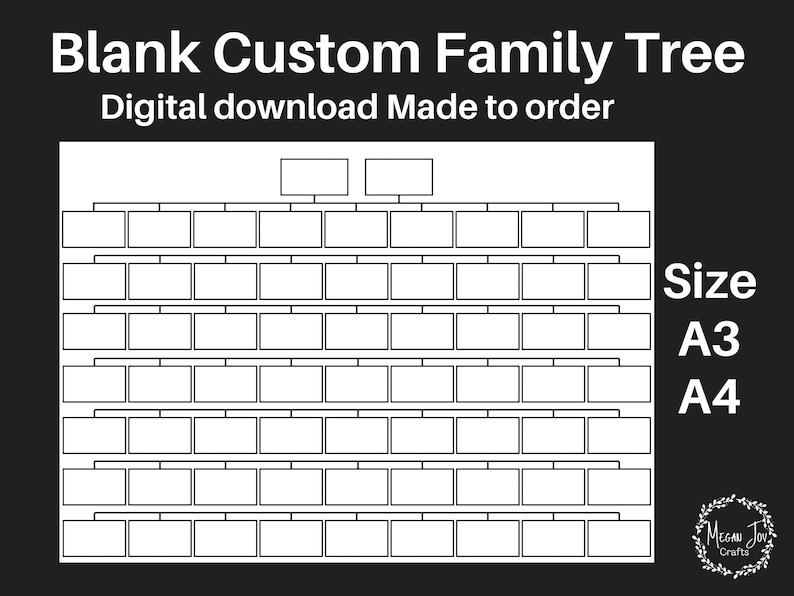 Row Family Tree Blank Custom Family Tree, Made to Order, Digital Download - Etsy