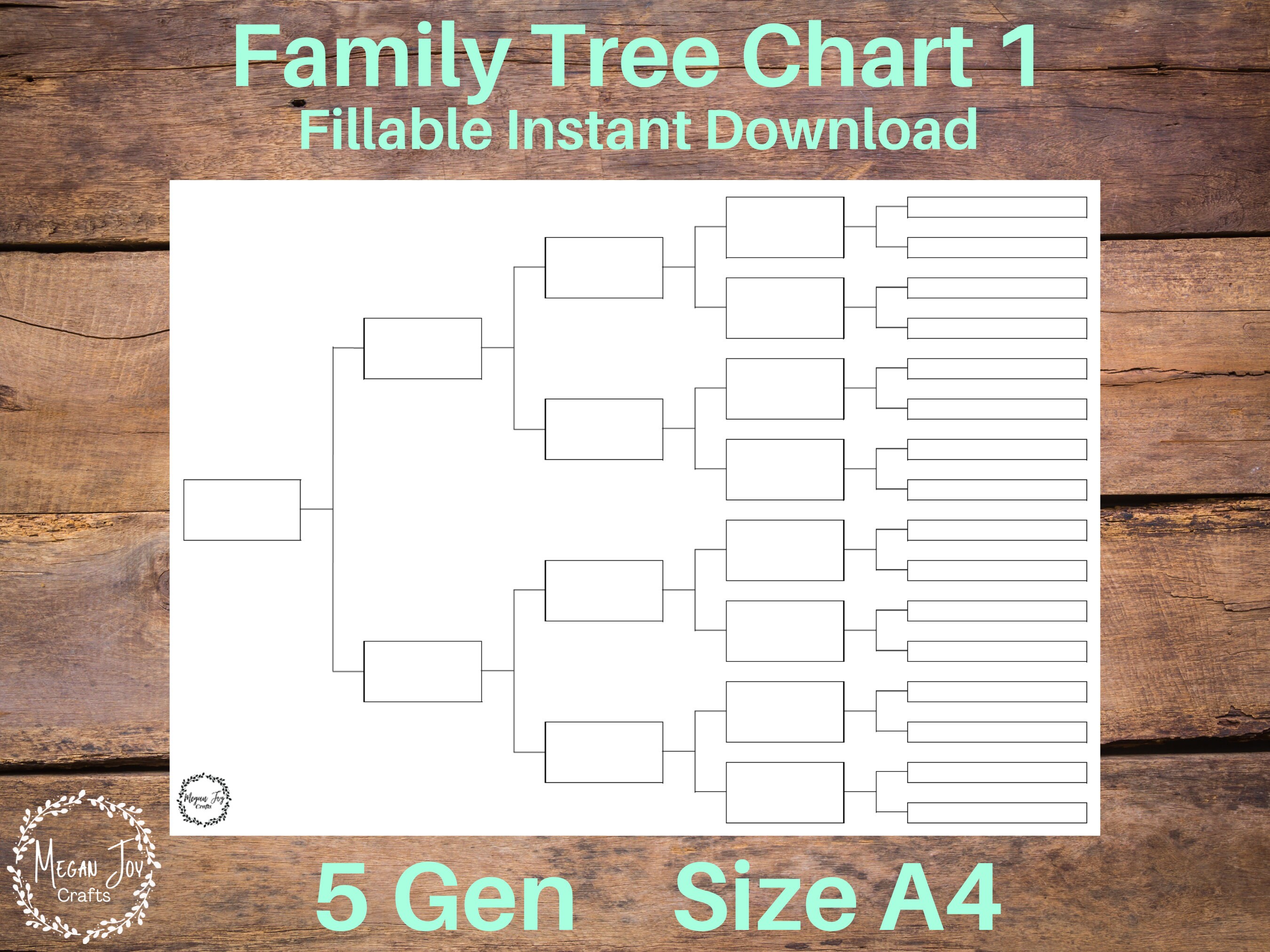 Family Tree Chart 1 Fillable Instant Download Printable Etsy