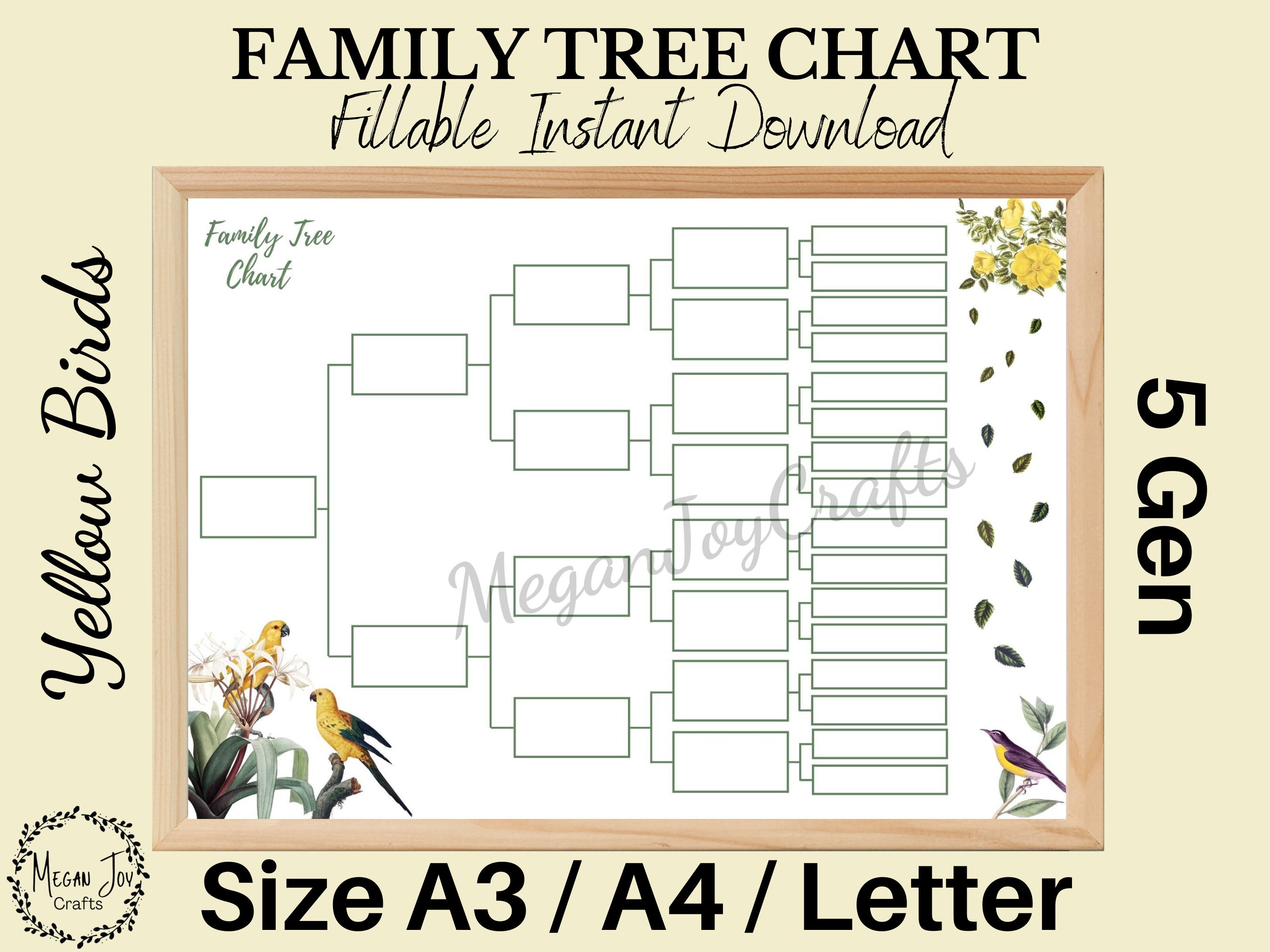 Printable family tree for kids to glue on birds as family members.