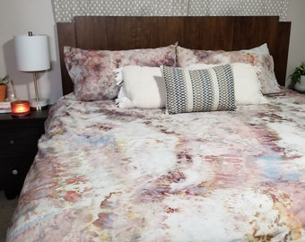 Bohemian Earth Mother Tie-Dye Duvet Cover Set: Handmade Cotton Bedding for Dorm & Home