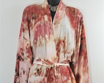 Hand-Dyed Bohemian Kimono Robe for Women | Tie-Dye Bathrobe | Bridal Party and Hospital Wear