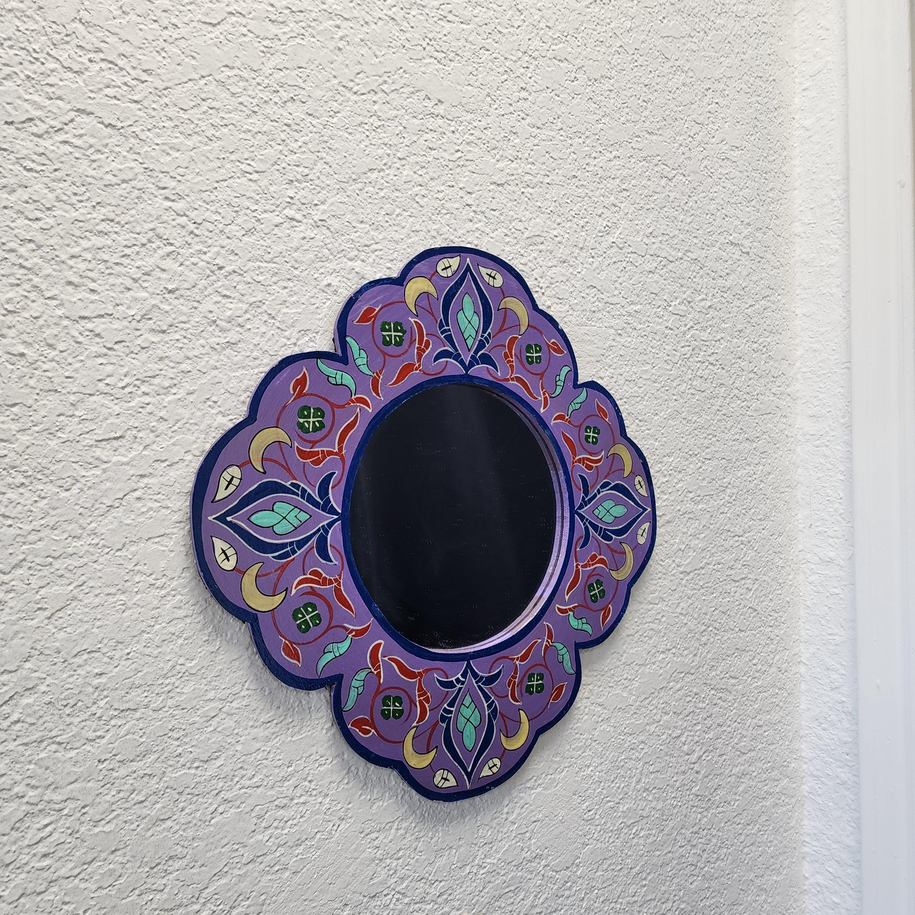 ヴィンテージの手描きモロッコミラー - ボヘミアンスタイルの