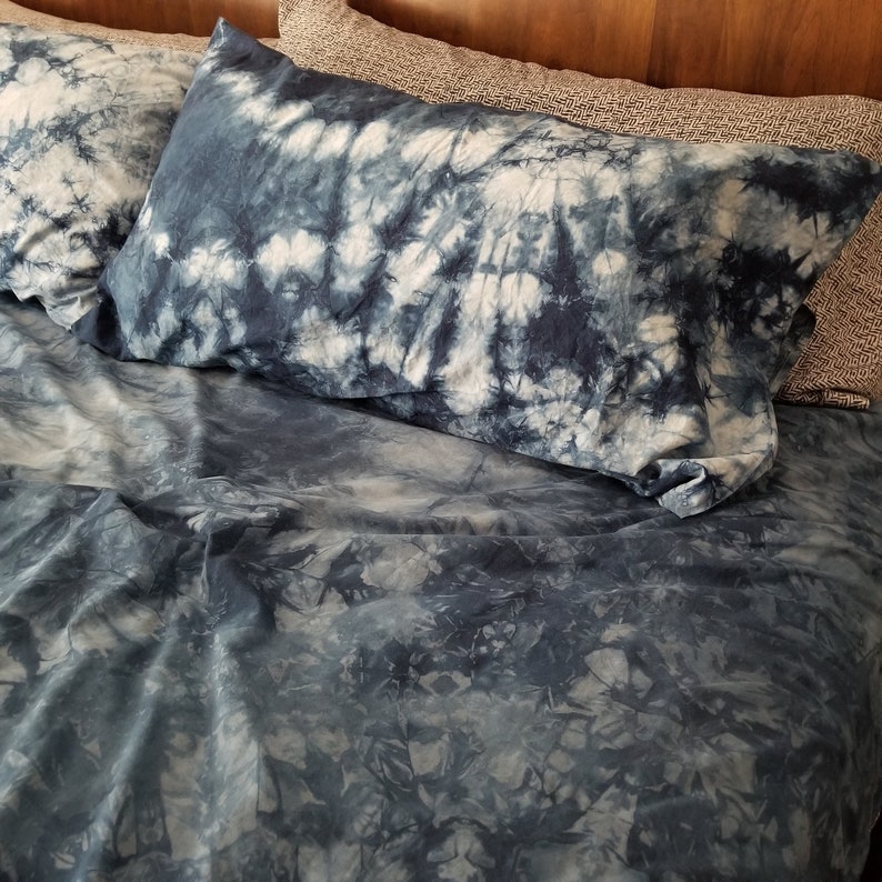 Tie Dye Duvet Cover in INDIGO Boho Bedding Set Cotton Etsy