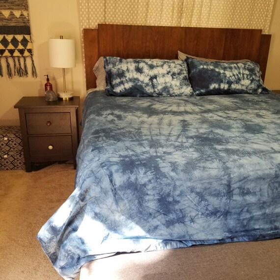 Tie Dye Duvet Cover In Indigo Boho Bedding Set Cotton Etsy