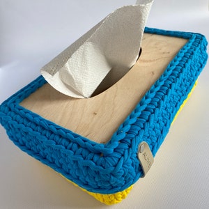 cubierta de caja de pañuelos de dos tonos, cubierta de tejido de ganchillo, servilletero, decoración de mesa, decoración de guardería para bebés