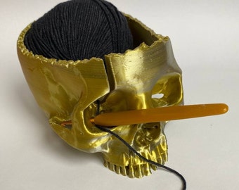 Yarn Bowl, skull, skeleton, anatomy, 3d printed, knitting crocheting accessories, yarn holder