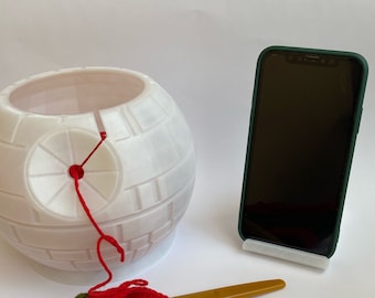 Yarn Bowl + phone holder, Death Star, Star Wars, set of yarn bawl and phone holder, 3d printed, knitting crocheting accessories, yarn holder