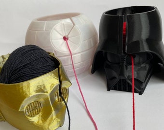 Yarn Bowl Star Wars, Darth Vader, Death Star, C-3PO, 3d printed, knitting crocheting accessories, yarn holder