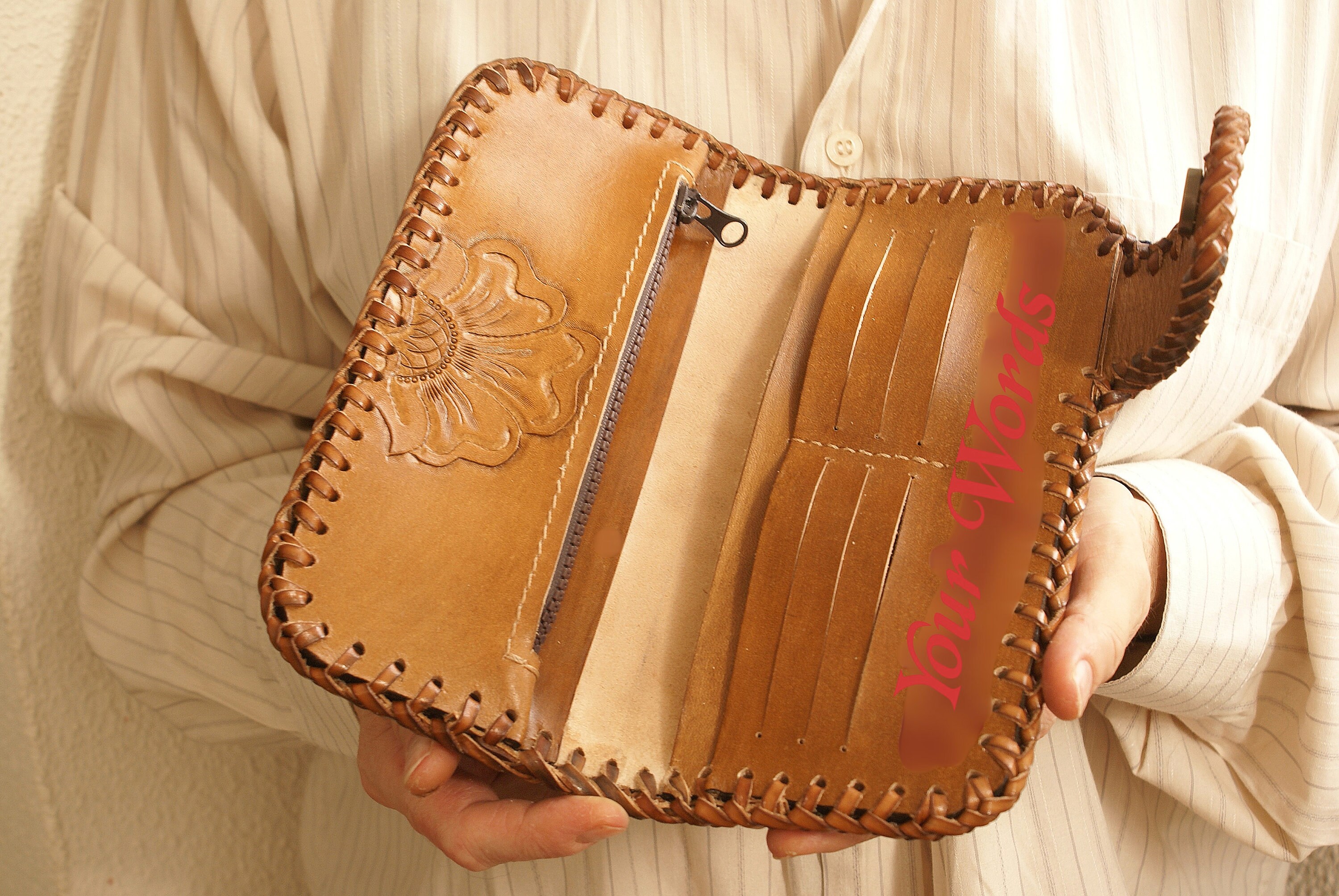 Leather Tooled Wallet Tooled Leather Purse Leather Wallet Etsy
