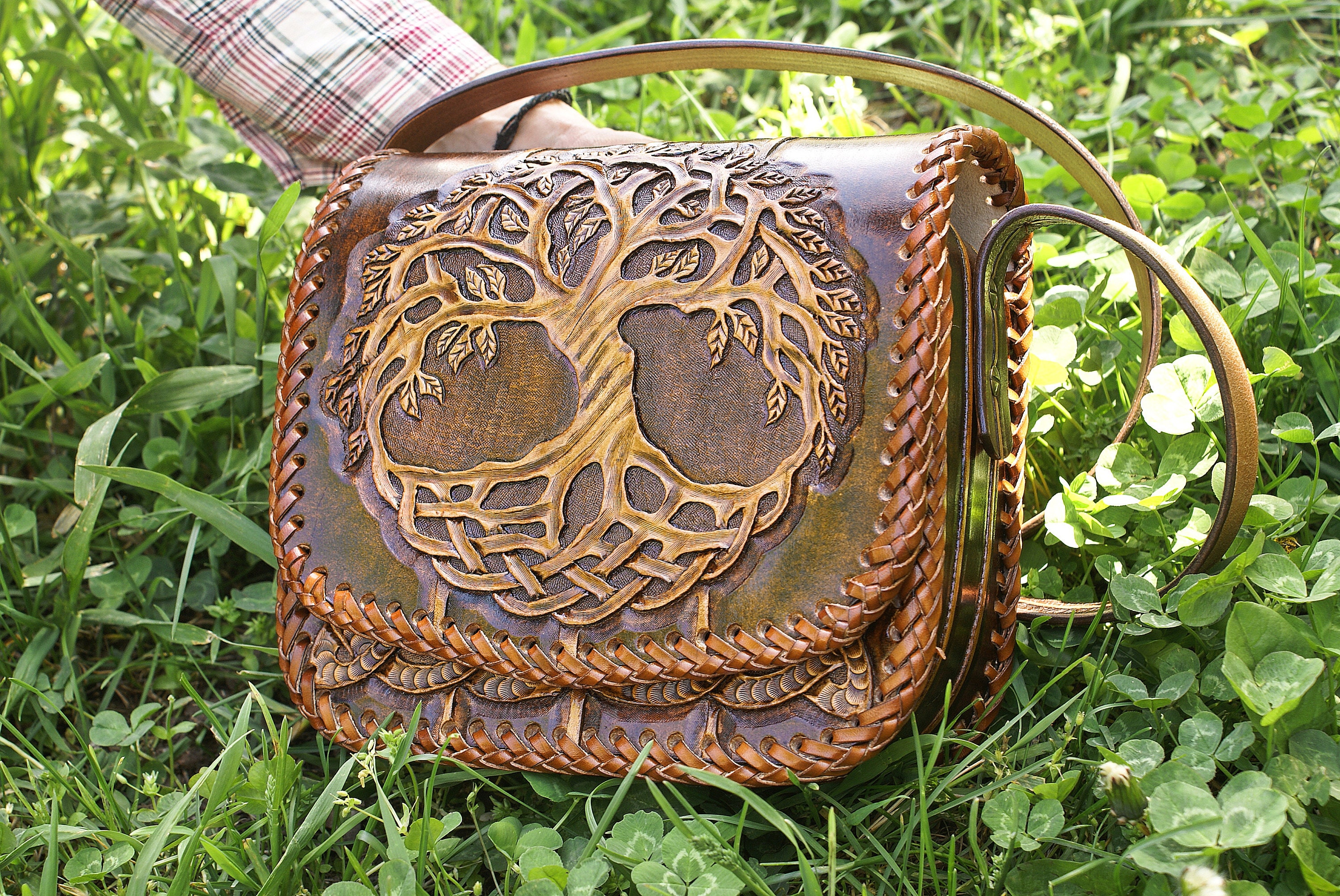 Leather tooled bag for woman and man or tooled leather bag or | Etsy