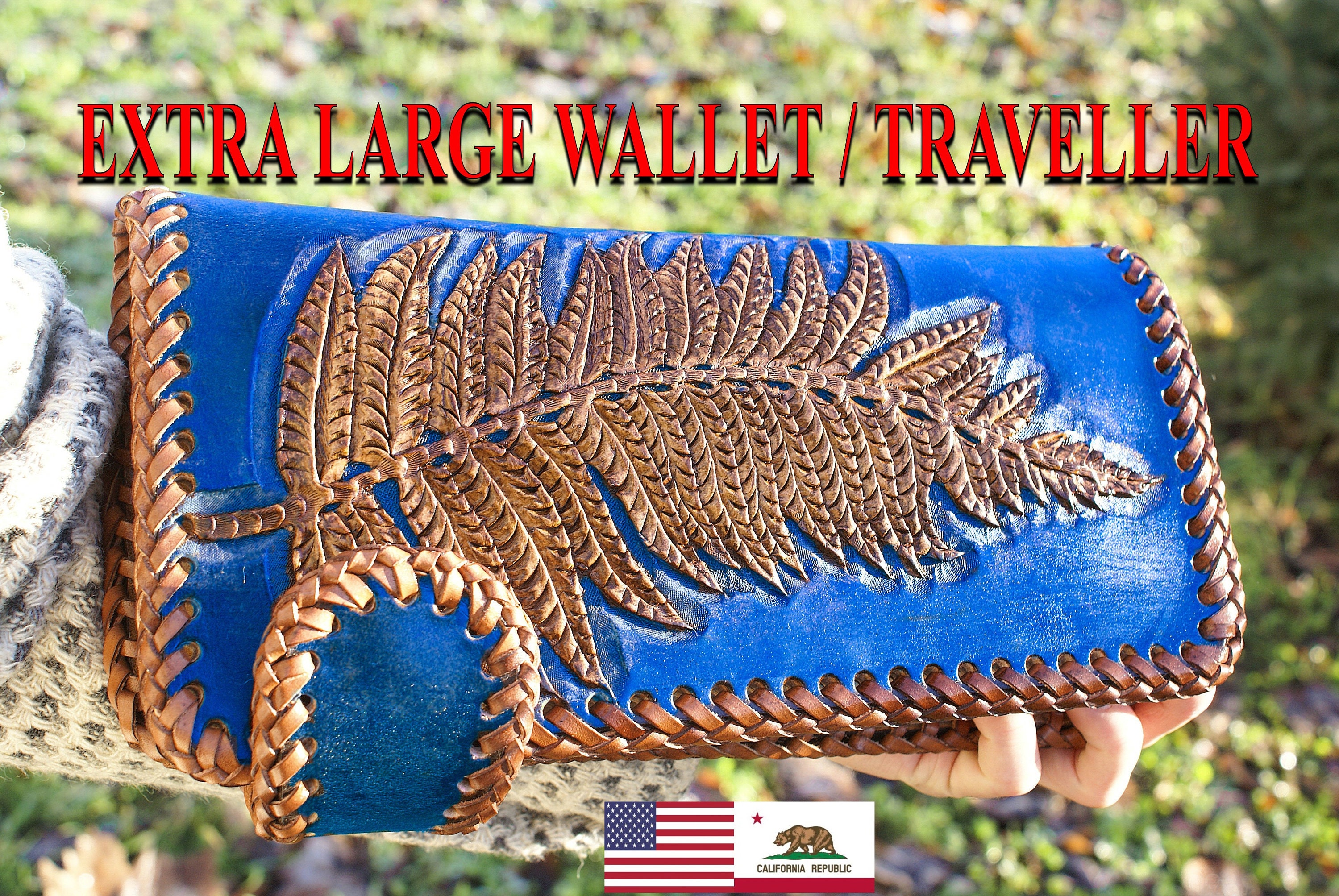 Leather tooled wallet tooled leather purse leather wallet Etsy