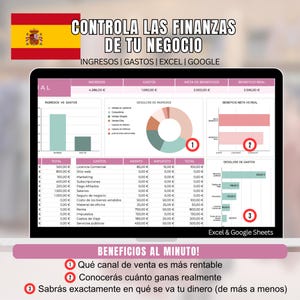 Controla las Finanzas de tu Negocio | Plantilla Contable Fácil | Ingresos, Gastos y Beneficio  Excel y Google Sheets|Usa PROMO25 (descuento)