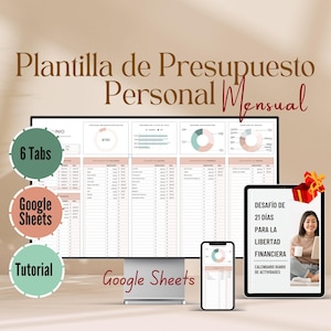 Feuilles Google Mensuelles Plantilla Presupuesto | Contrôle des Gastos e Ingresos | Organizador Finanzas Personales Modifiable | Deudas y ahorros
