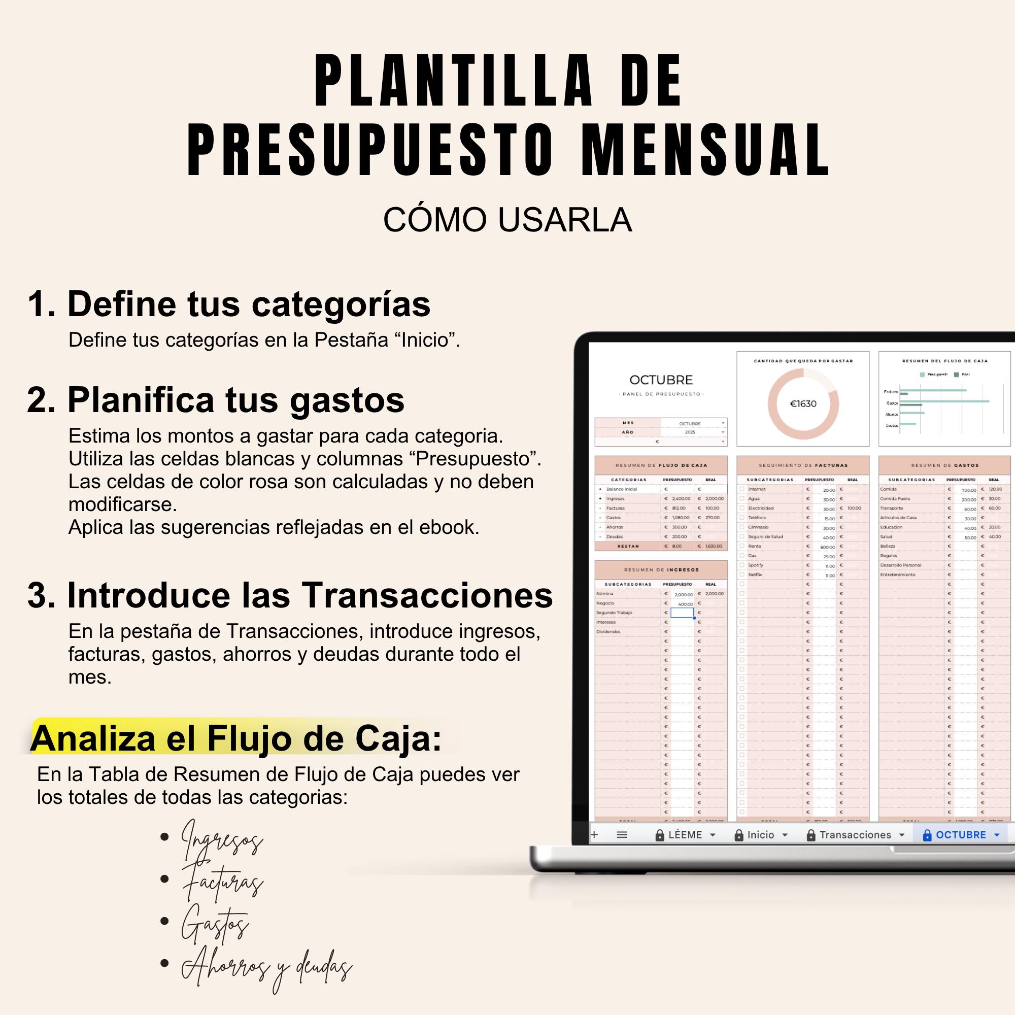 Plantilla De Presupuesto Mensual | Ebook Finanzas Personales ...