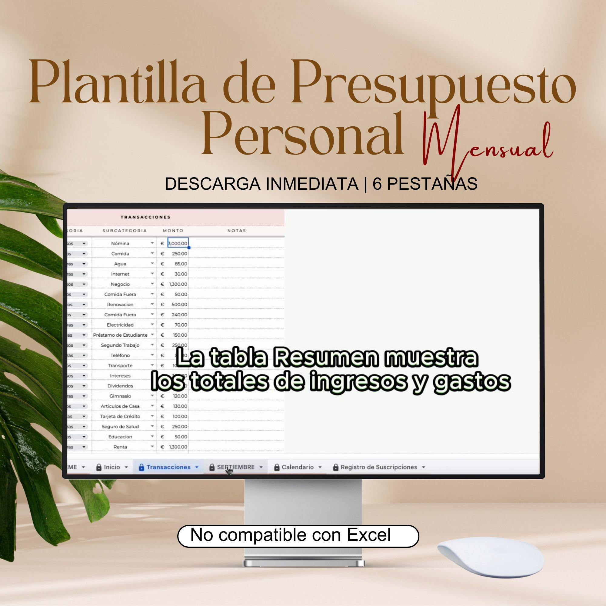 Plantilla Presupuesto Mensual Google Sheets | Control De Gastos E ...