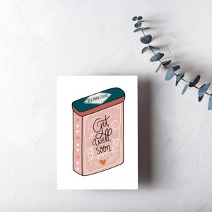 Gute Besserung Karte | Beileidsgrußkarte | Handgezeichnete Genesungskarte | Fühlen Sie sich besser handgemachtes Geschenk | Handgezeichnete moderne Kalligraphie-Karte