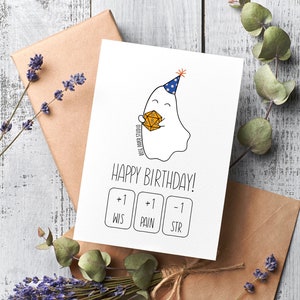 Alles Gute zum Geburtstag Karte | D & D Lustige Geburtstagskarte | Lustige Dungeons and Dragons Karte | Moderne Kalligraphie Karte | Handgezeichnete D&D Level Up Karte