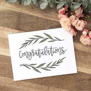Biglietto di congratulazioni / Biglietto di auguri botanico / Biglietto di laurea / Biglietto nuovo lavoro / Regalo di congratulazioni carino / Biglietto calligrafico moderno disegnato a mano