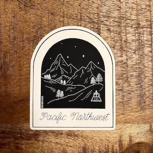 Pacific Northwest Mountainscape Sticker | PNW Art Sticker | Water Bottle Sticker | Laptop Decal | Velvety Matte Vinyl Sticker