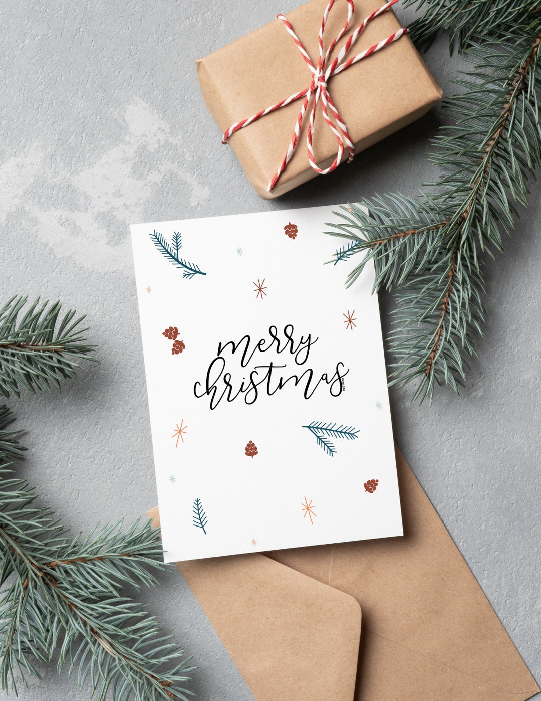 merry-christmas-winter-print-card-blank-christmas-card-botanical-card-xmas-card-holiday-card-hand-drawn-modern-calligraphy-card-etsy