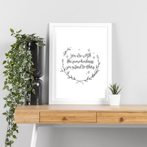 Você vale a mesma bondade que oferece aos outros Impressão artística | Decoração de casa aconchegante | Decoração de escritório | Lembretes gentis | Arte Moderna de Caligrafia