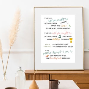 Als ik een vis was en je me betrapte Kunstprint | Wanddecoratie | Muurkunst | Woondecoraties | Viraal TikTok-nummer | Citaat kunstafdruk moderne kalligrafie