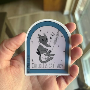 Childless Cat Lady Sticker | Cat Lover Sticker | Feminist Cat Lover | Water Bottle Sticker | Laptop Decal | Weatherproof Die Cut Sticker